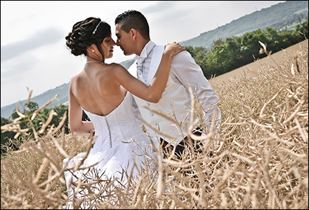 Photo mariage champ de blé Lyon